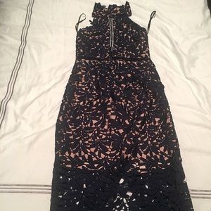 Lulus: Divine Destiny Navy Lace Midi Dress